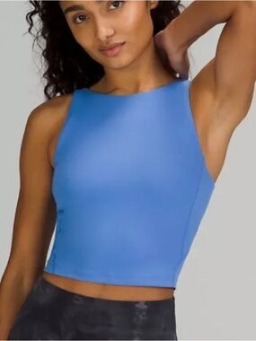 lululemon athletica Sky Blue High Neck Crop Tank